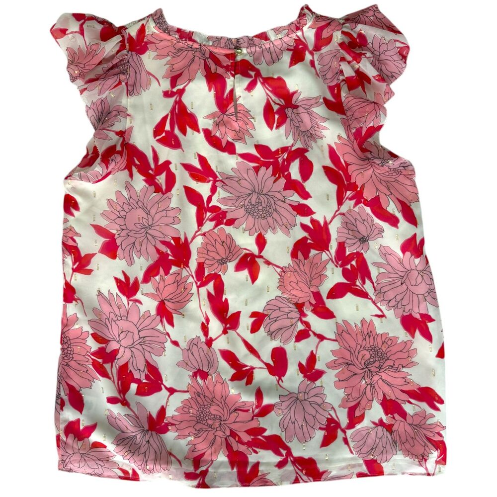 NWT Talbots Ruffle Smocked Top - Chrysanthemum Garden Size L - Picture 4 of 5